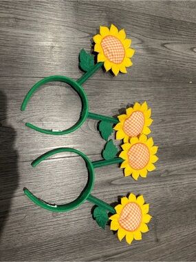 Old Navy Yellow Sunflower Kids Headband with Green Band